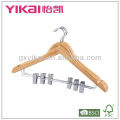 Set of 3pcs flat bamboo shirt hanger with U notches